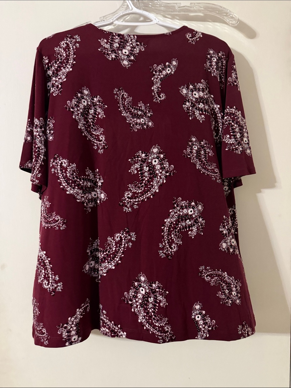 Liz Claiborne Burgundy Paisley Tie-Neck Blouse - Picture 3 of 4